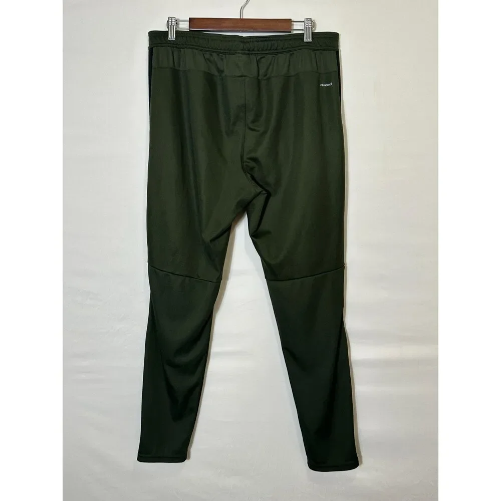Adidas Men's Soccer Training Joggers Climacool Size L Green Athletic Zip Pockets